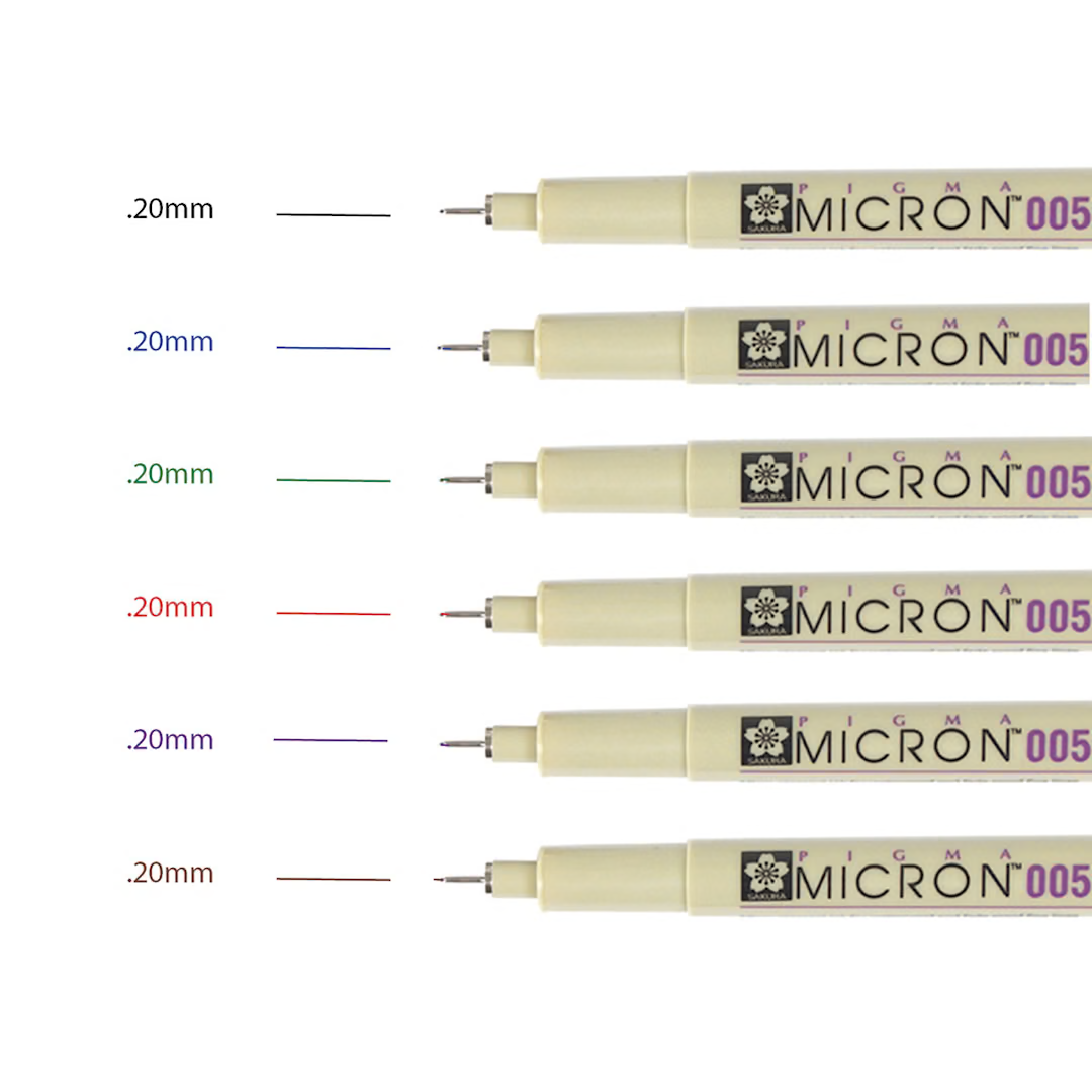 Sakura 30064 Pigma Micron Pens - Set of 6, Assorted Colors, 005