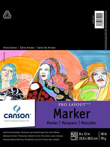 CANSON MARKER PRO LAYOUT TAPE BOUND PAD 50 SHEETS 9X12