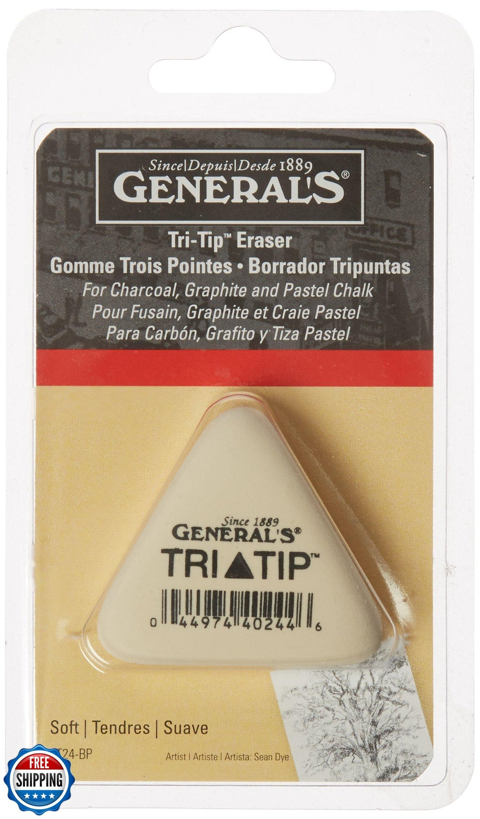General Pencil White Vinyl Tri-Tip Eraser
