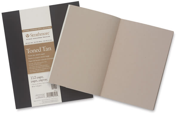 STRATHMORE 400 Series Softcover Toned Sketch Artist Journal - 8" x 5-1/2", Tan, 80 lb, 112 Pgs