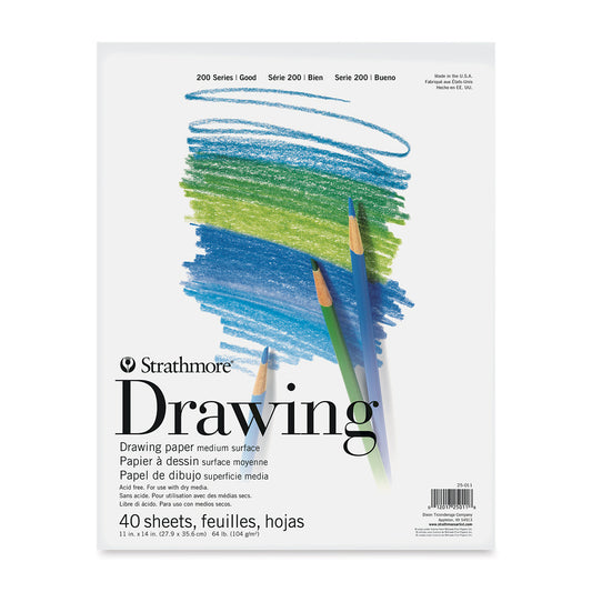 STRATHMORE 200 Series Drawing Paper Pad - 11" x 14", 40 Sheets