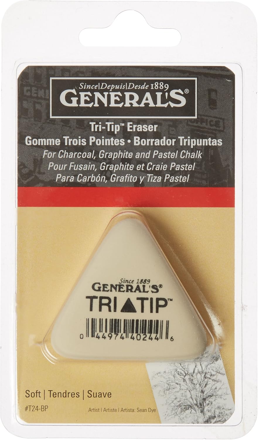 WHITE VINYL TRI-TIP ERASER CARDED