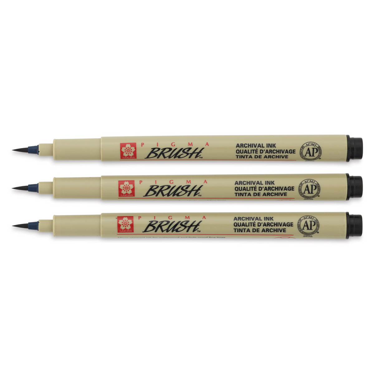 Sakura 50052 Pigma Brush Marker - Black, Set of 3