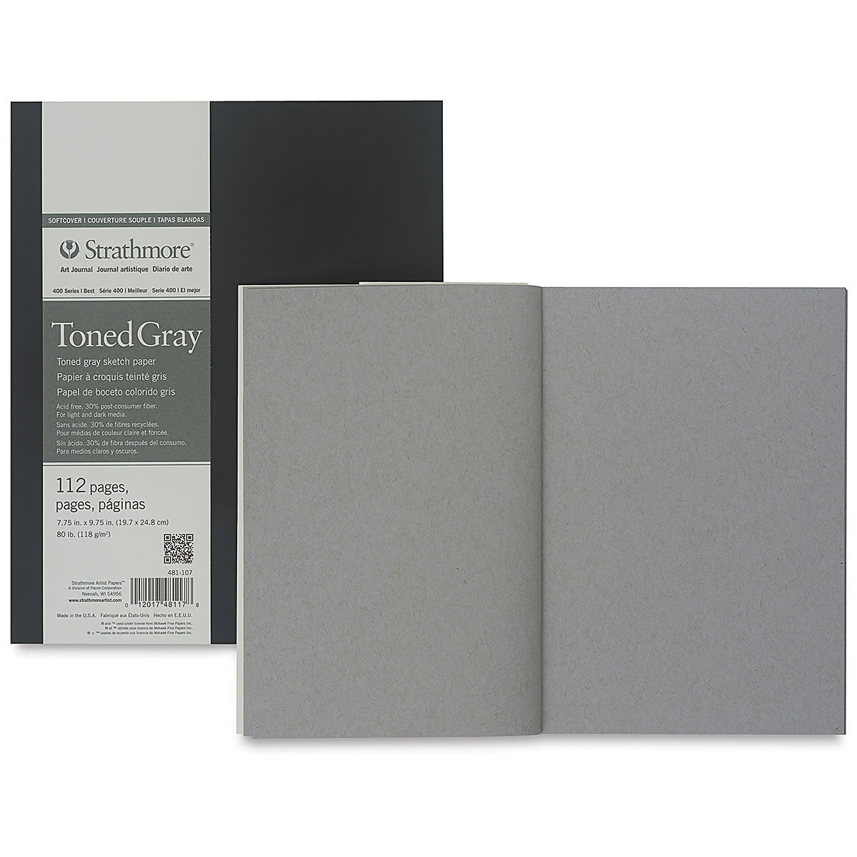 STRATHMORE 400 Series Softcover Toned Sketch Artist Journal - 8" x 5-1/2", Gray