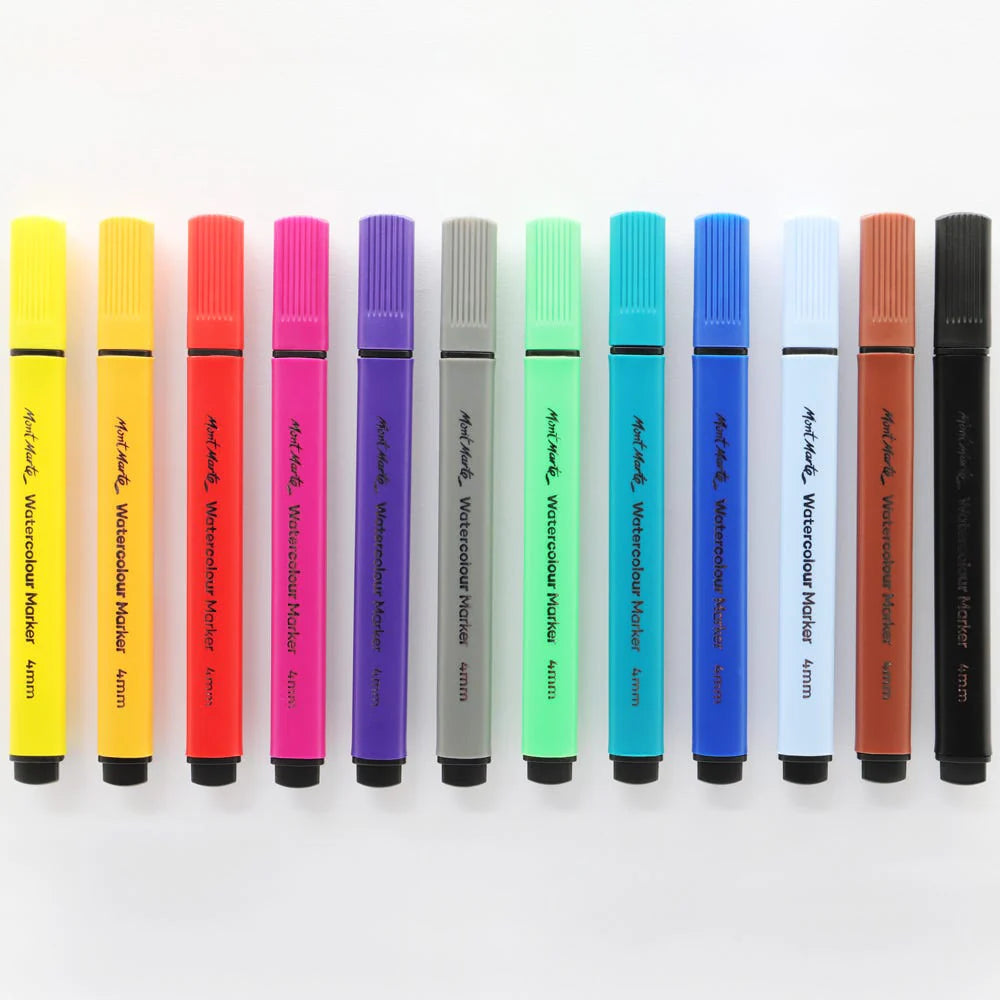 MONT MARTE Watercolour Markers 12pc Tri Grip in Case