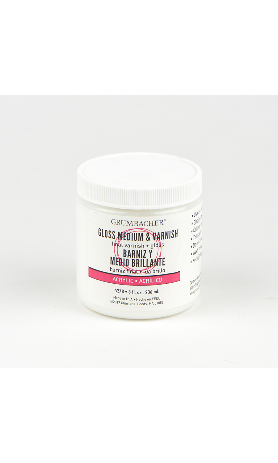 Grumbacher Artists' Acrylic Gloss Medium and Varnish - 8 oz jar