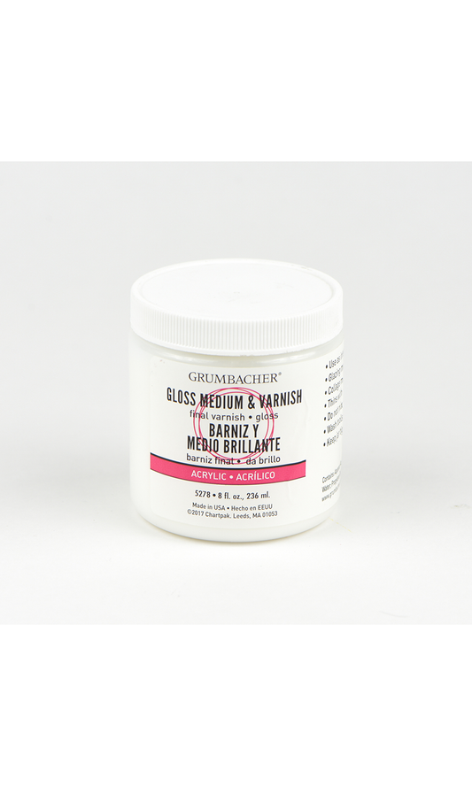 Grumbacher Artists' Acrylic Gloss Medium and Varnish - 8 oz jar