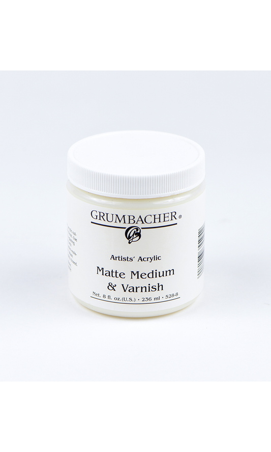 GRUMBACHER Artists' Acrylic Matte Medium and Varnish - 8 oz jar