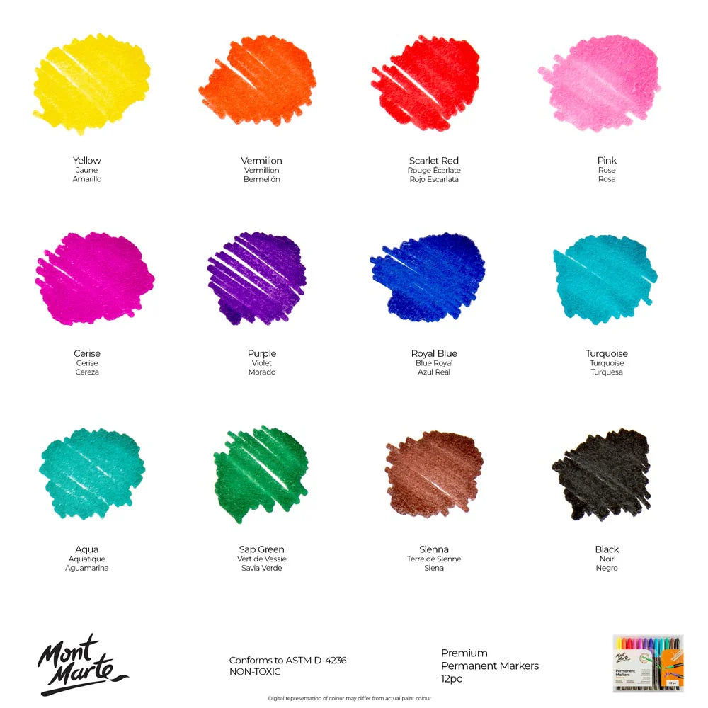 MONT MARTE Permanent Markers Premium 12pc