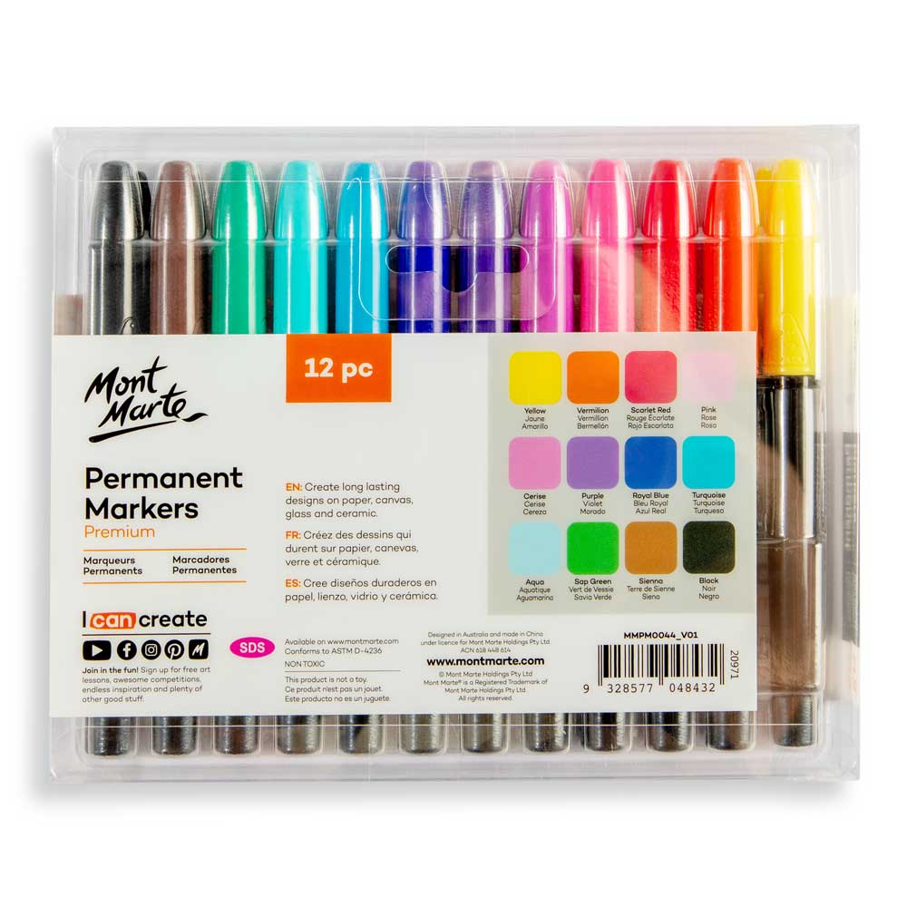 MONT MARTE Permanent Markers Premium 12pc