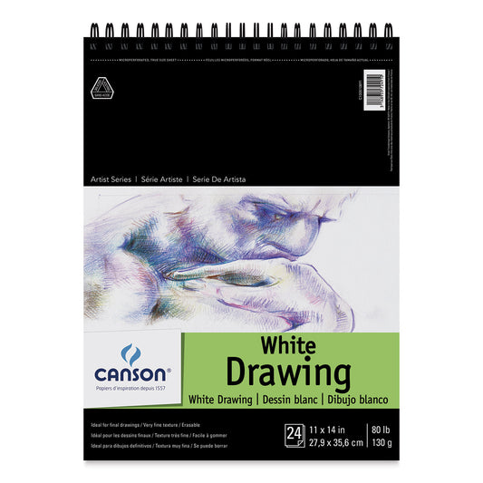 Canson Pure White Drawing Pad - 80 lb, 24 Sheets, 11" x 14"