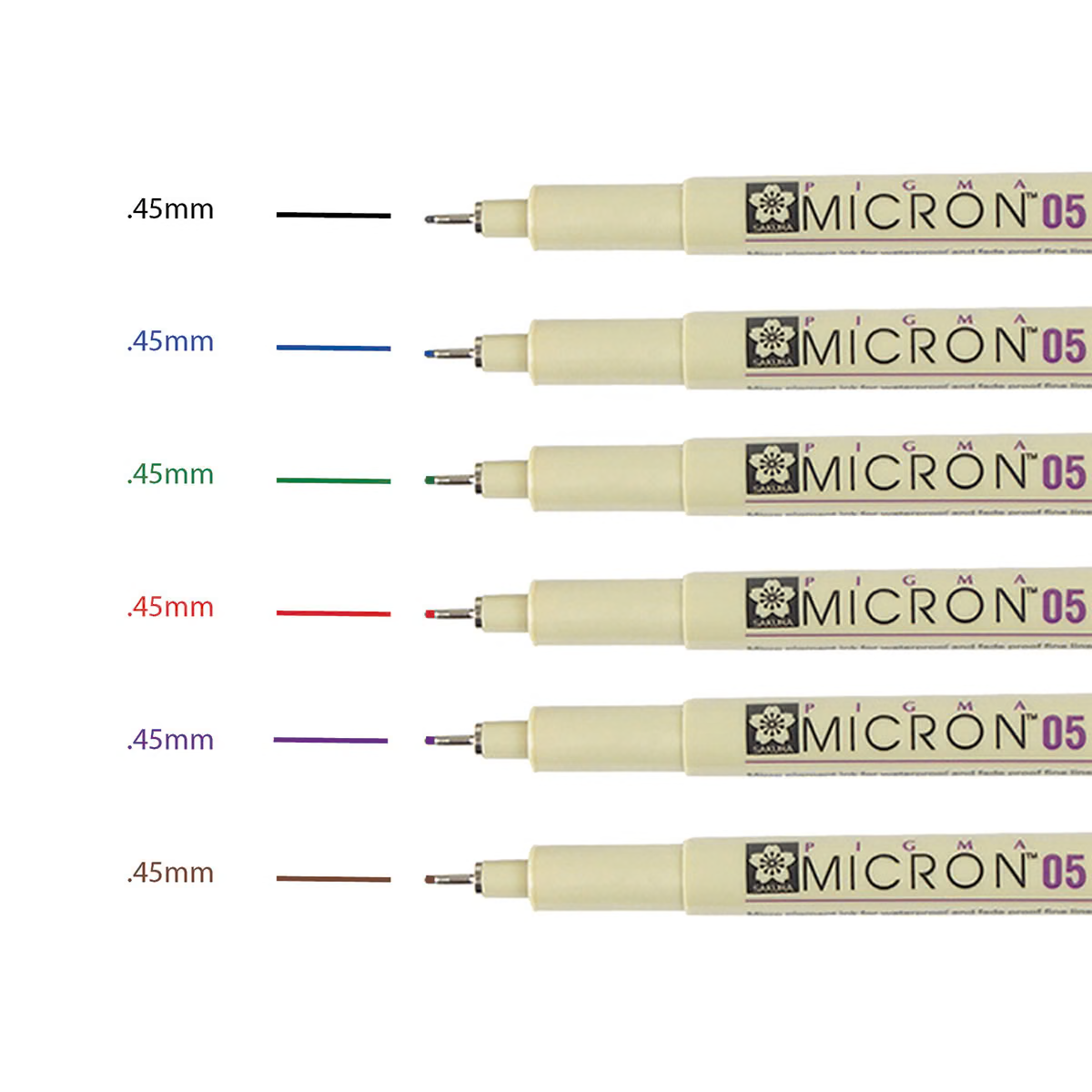 Sakura 30065 Pigma Micron Pens - Set of 6, Assorted Colors, 05