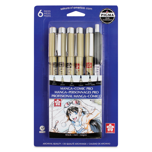 Sakura 50201 Manga Comic Pro Set - Sketching & Ink Set, Set of 6