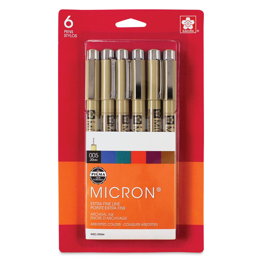Sakura 30064 Pigma Micron Pens - Set of 6, Assorted Colors, 005