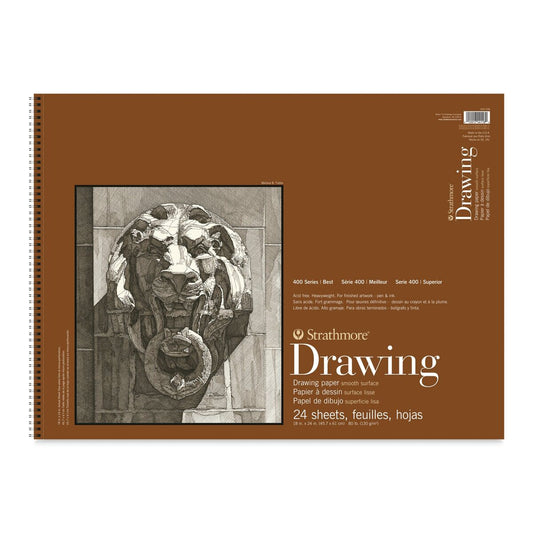 STRATHMORE 400 Series Smooth Surface Drawing Pad - 18" x 24", 24 Sheets