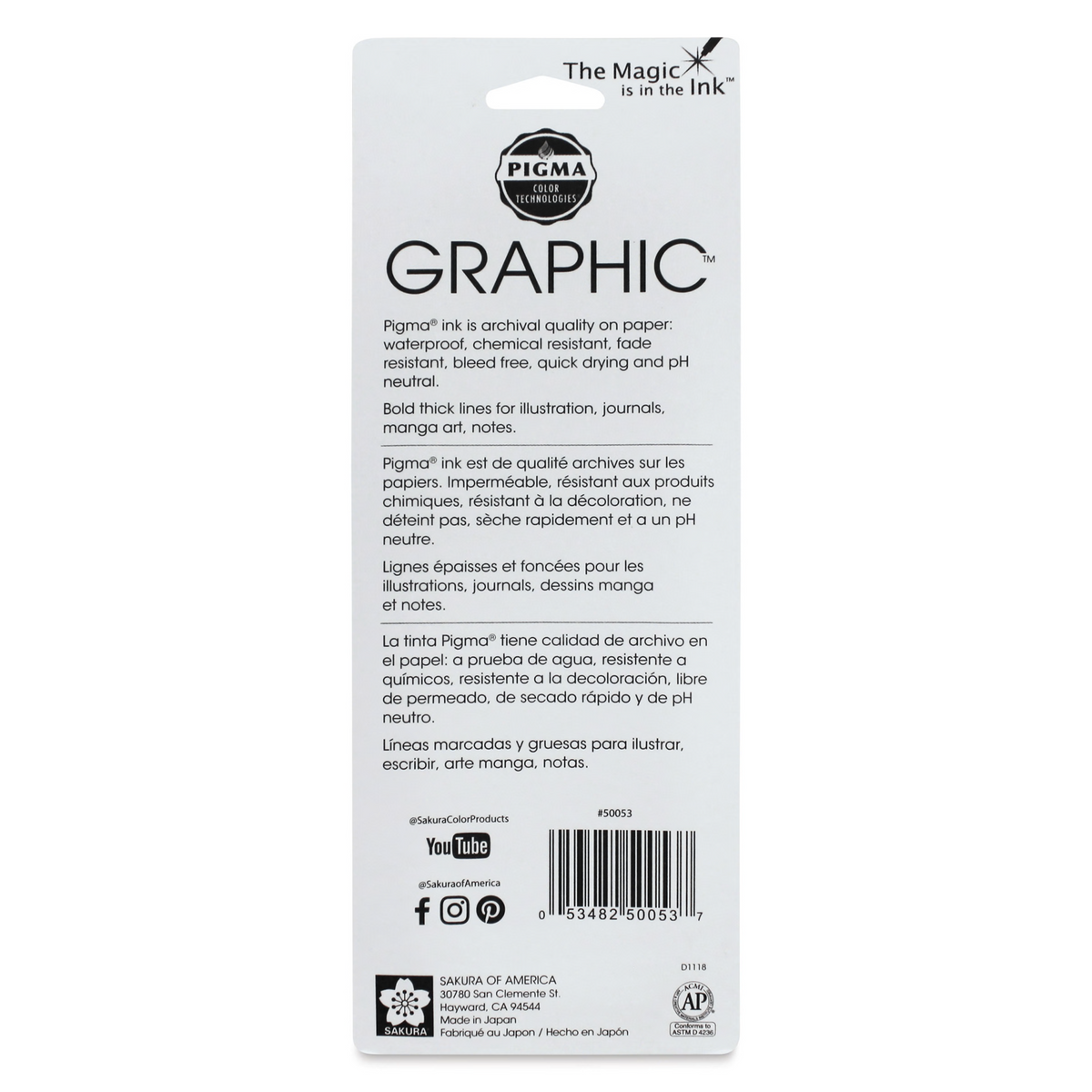 Sakura 50053 Pigma Micron Graphic Pens - Set of 3, 1 mm