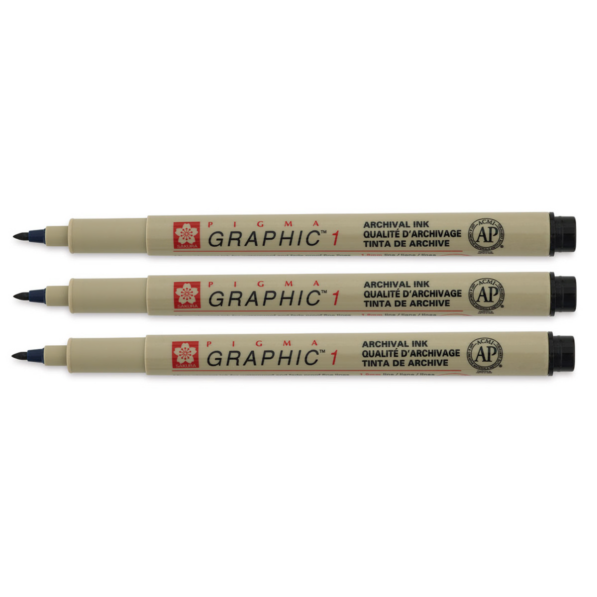Sakura 50053 Pigma Micron Graphic Pens - Set of 3, 1 mm