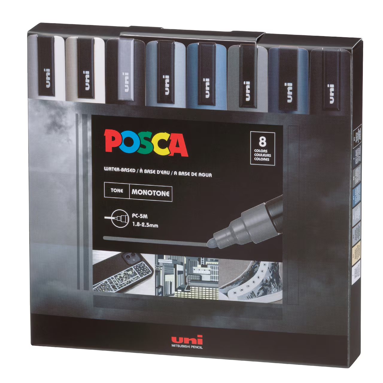 POSCA Paint Marker Sets, 8-Color PC-5M Mono Tone Set