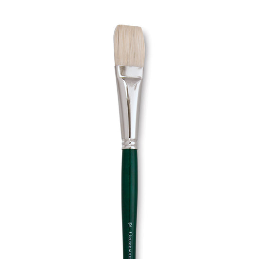 GAINSBOROUGH OIL/ACRY WHITE BRISTLE LONG HANDLE FLAT 12