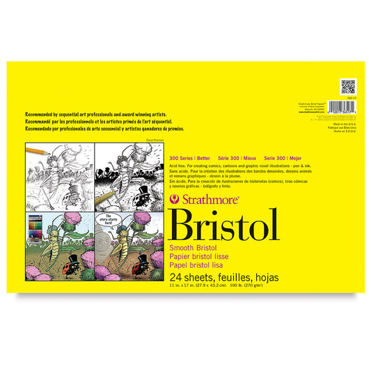 STRATHMORE 300 Sequential Series Bristol Pad - 11" x 17", Smooth, 24 Sheets