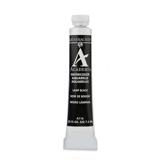 GRUMBACHER ACADEMY WATERCOLOR LAMP BLACK 7.5ML