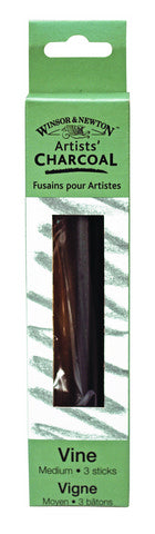 WINSOR & NEWTON ARTISTS VINE CHARCOAL MEDIUM 3 STICKS (#5162)
