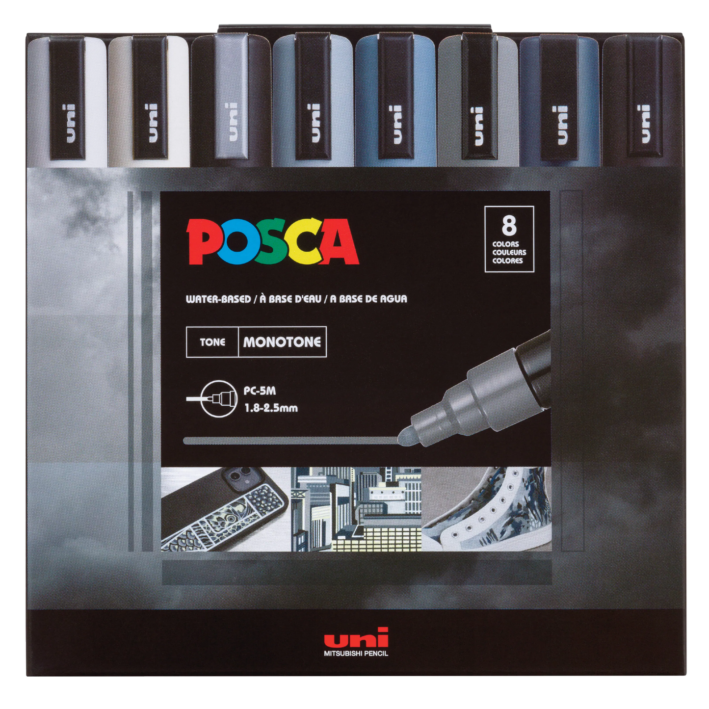 POSCA Paint Marker Sets, 8-Color PC-5M Mono Tone Set