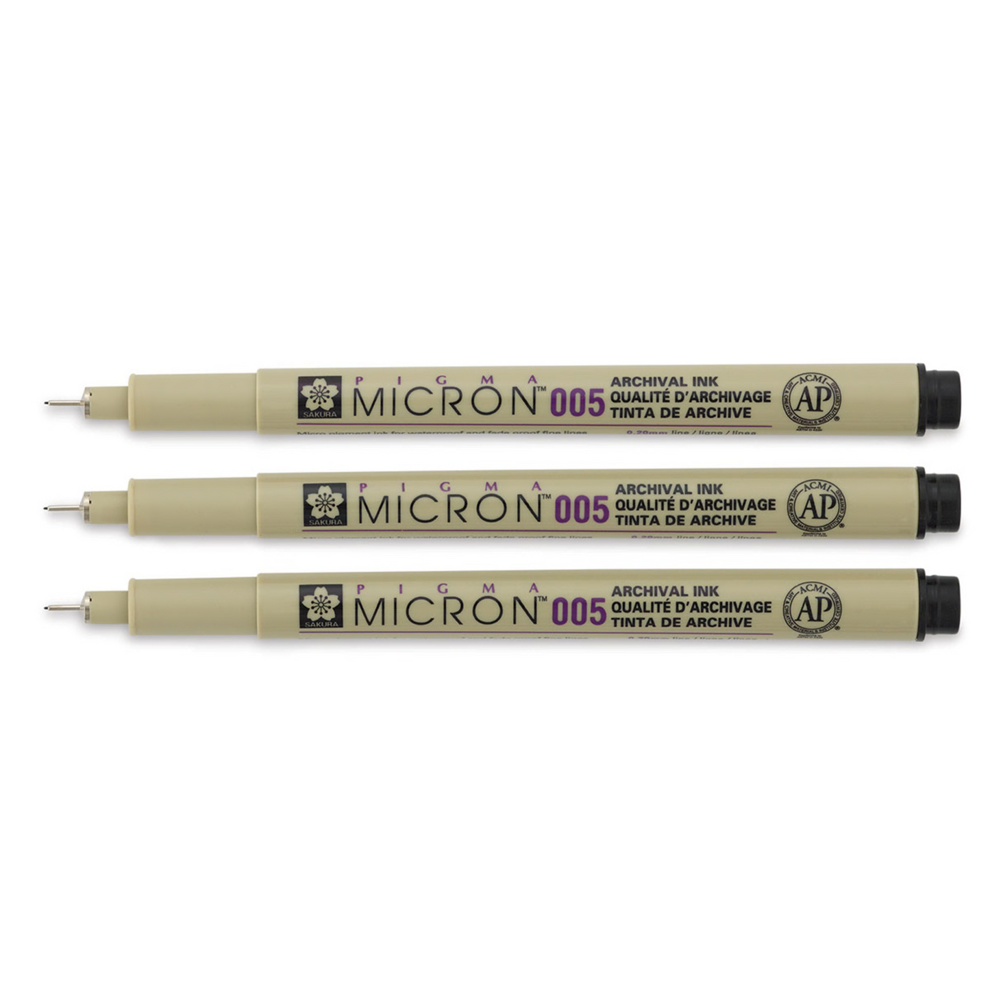 Sakura Pigma Micron Pens - Set of 3, Black, 005