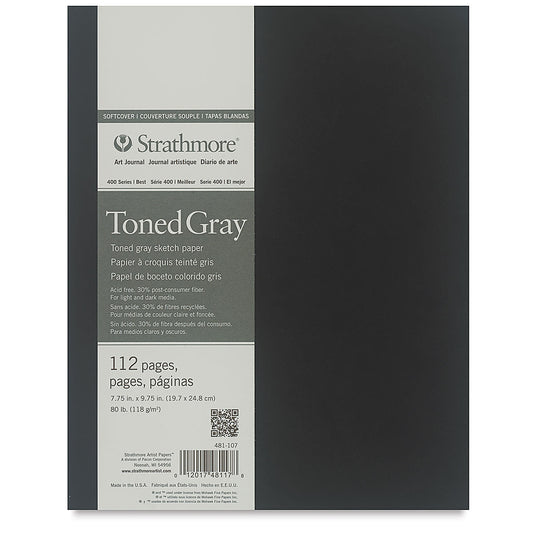 STRATHMORE 400 Series Softcover Toned Sketch Artist Journal - 9-3/4" x 7-3/4", Gray