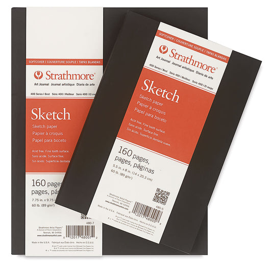 STRATHMORE 400 Series Sketch Artist Journal - 8" x 5-1/2", White, 60 lb, 160 Pages