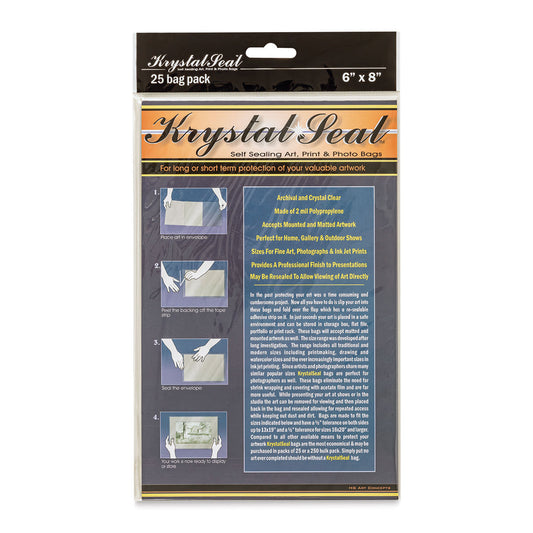 Krystal Seal Self-Sealing Art, Print, and Photo Bag Pack - 6" x 8", Pkg of 25
