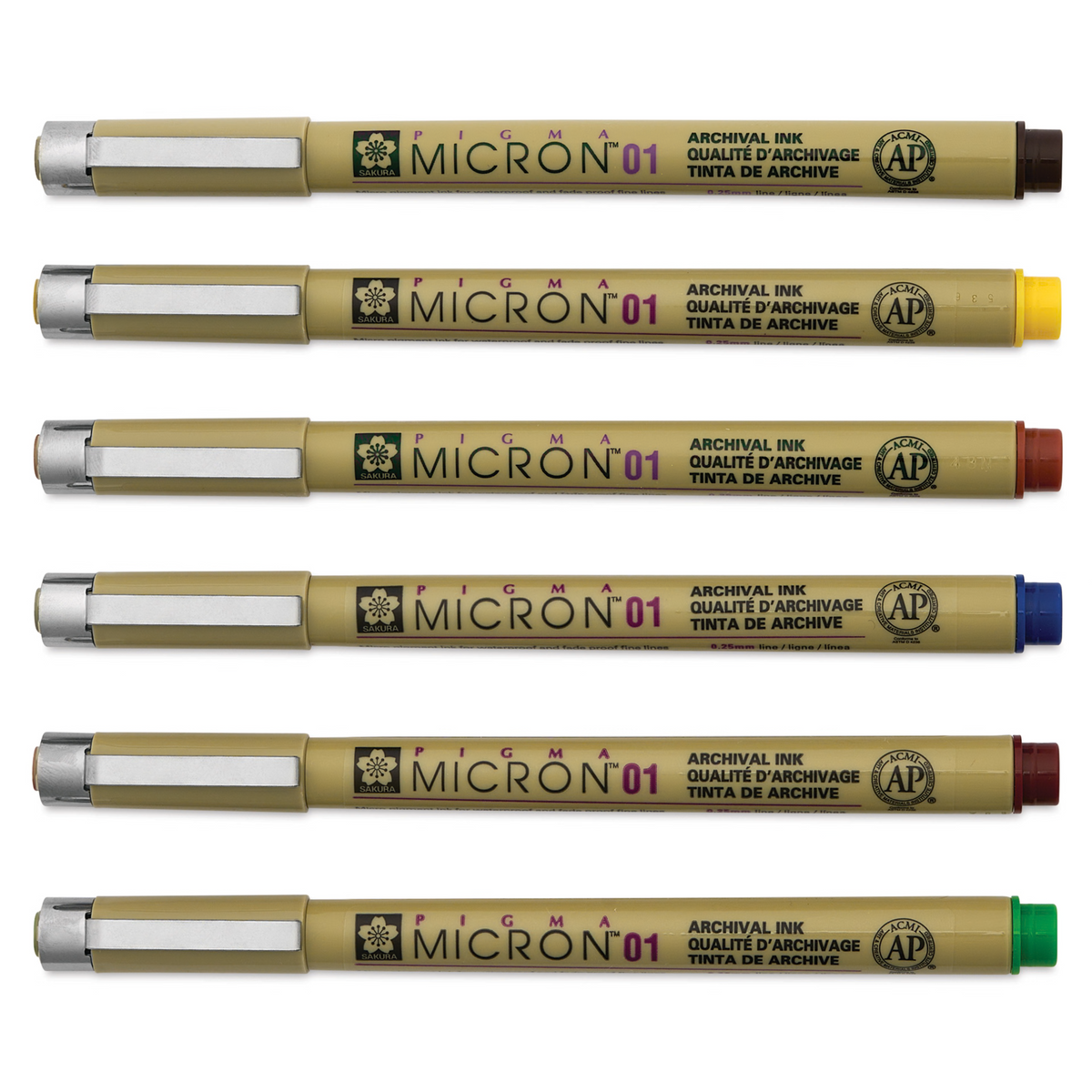 Sakura 30063 Pigma Micron Pens - Set of 6, Assorted Colors, 01