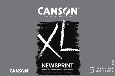 CANSON XL NEWSPRINT FOLD-OVER ROUGH 30LB 100 SHEETS 24X36