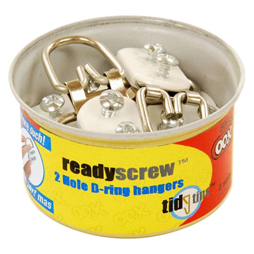 OOK TIDYTIN READYSCREW D-RING HANGER 2HOLE 8PK