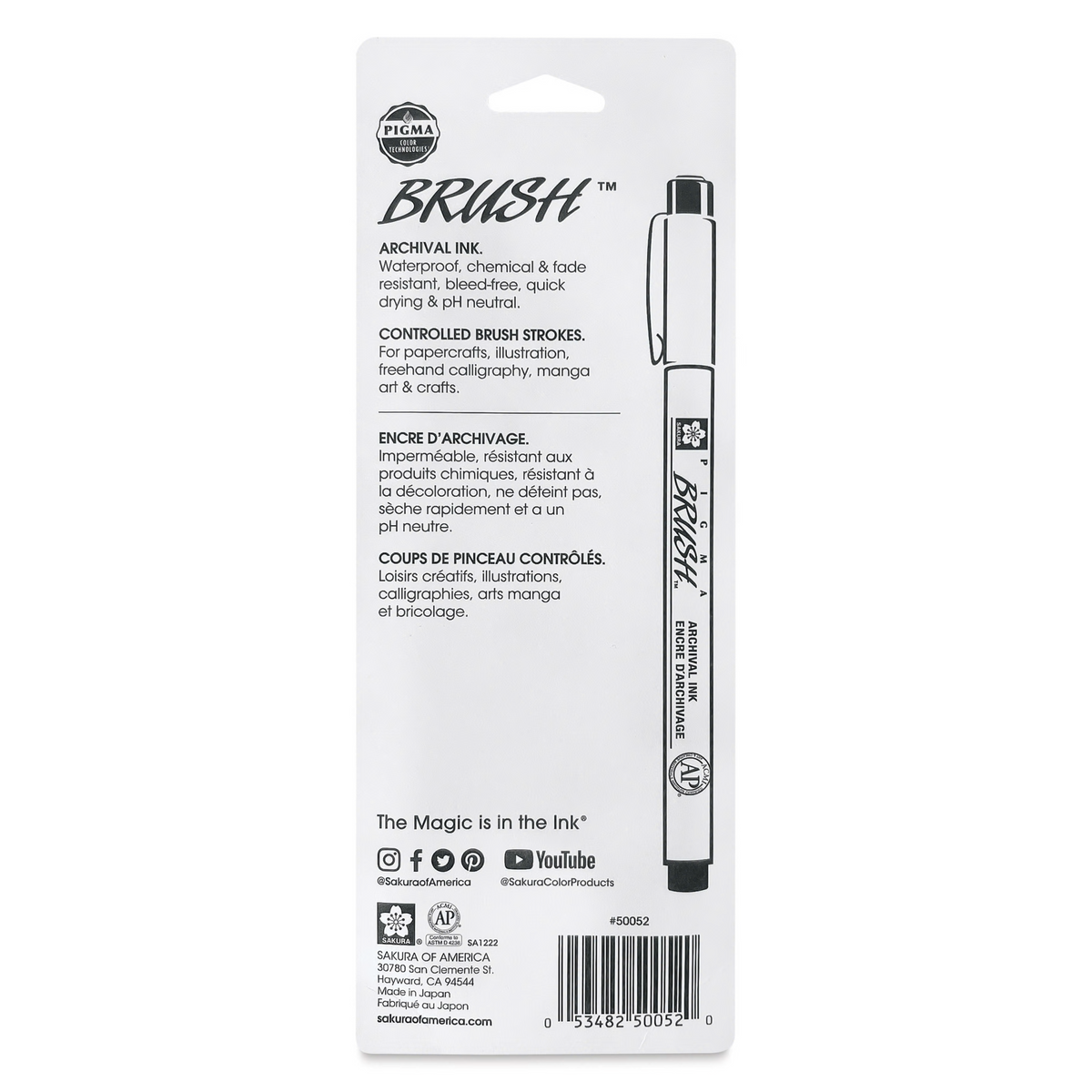 Sakura 50052 Pigma Brush Marker - Black, Set of 3