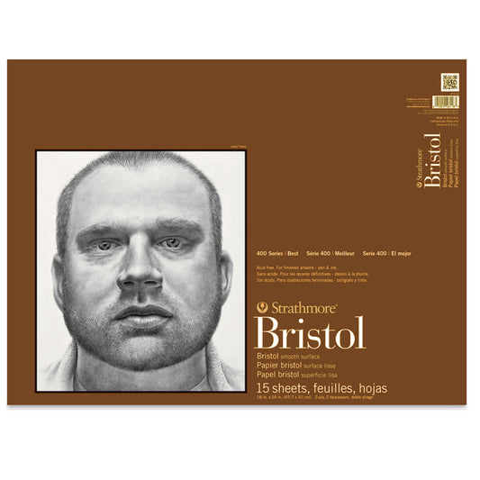 STRATHMORE 400 Series Bristol Pad - 18" x 24", 2 Ply, Smooth, 15 Sheets