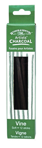 WINSOR & NEWTON ARTISTS VINE CHARCOAL SOFT 12 STICKS (#5165)