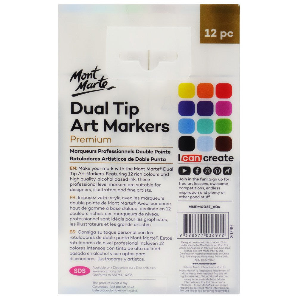 MONT MARTE  Dual Tip Art Markers 12pc