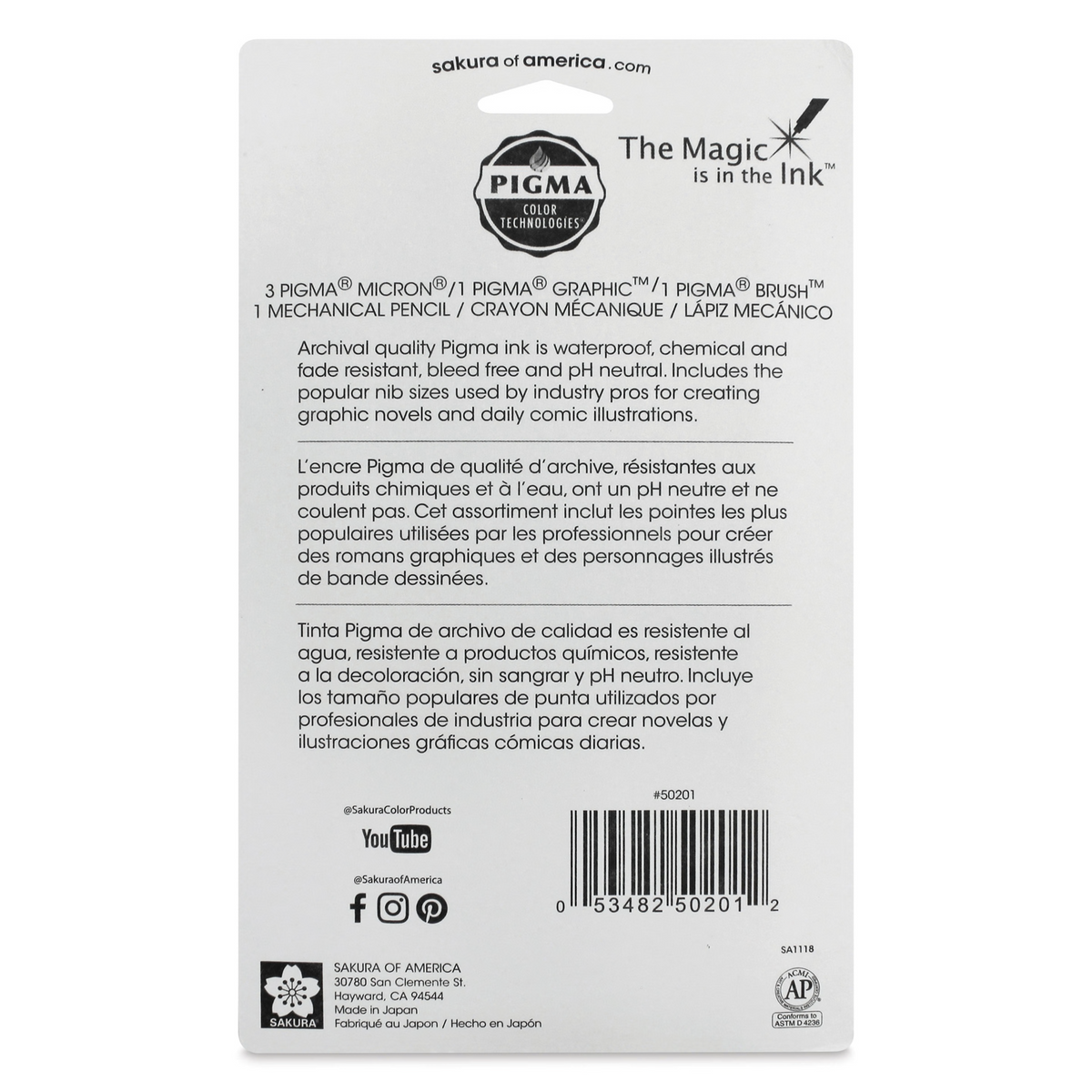 Sakura 50201 Manga Comic Pro Set - Sketching & Ink Set, Set of 6