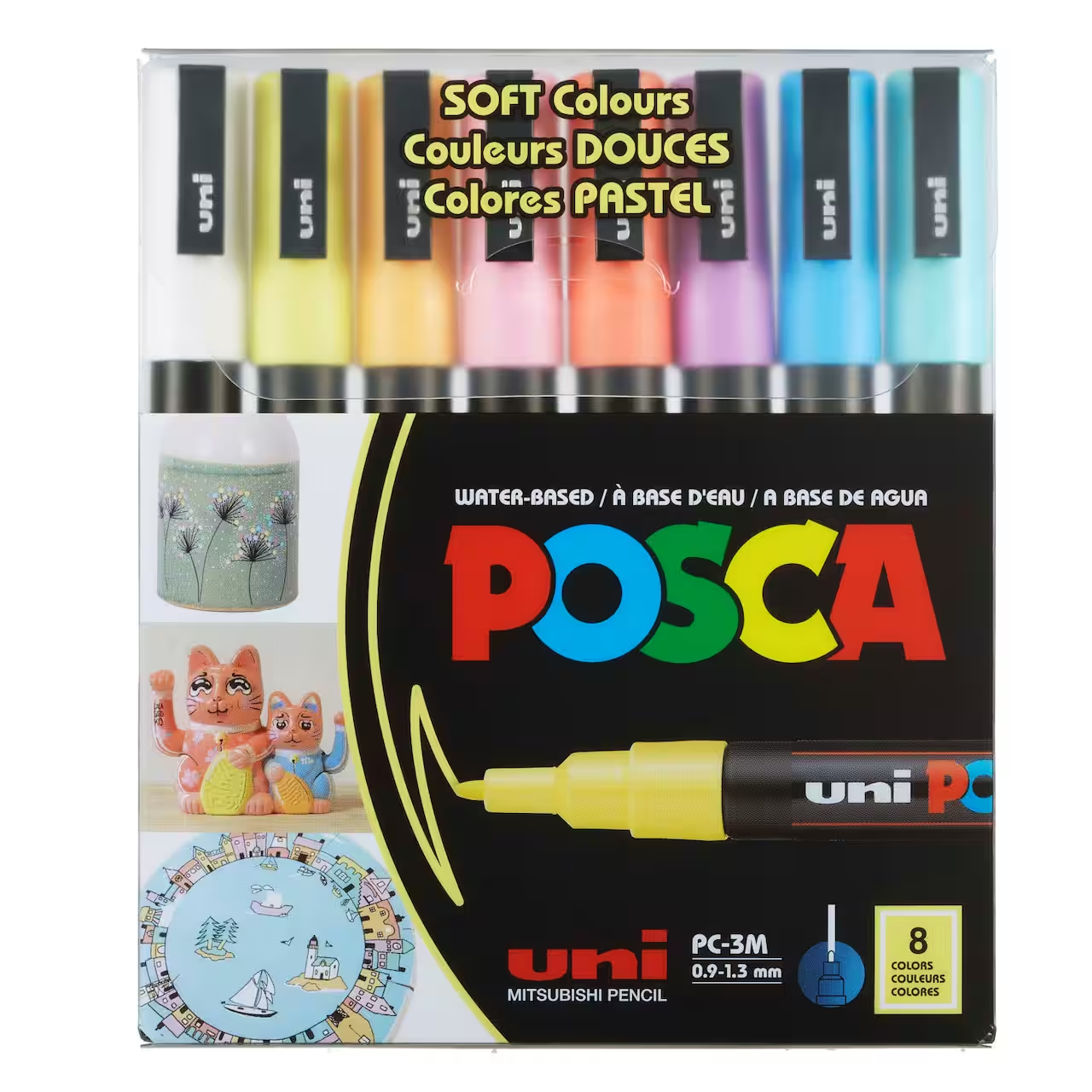 POSCA Paint Marker Sets, 8-Color PC-3M Fine Soft Colours Set
