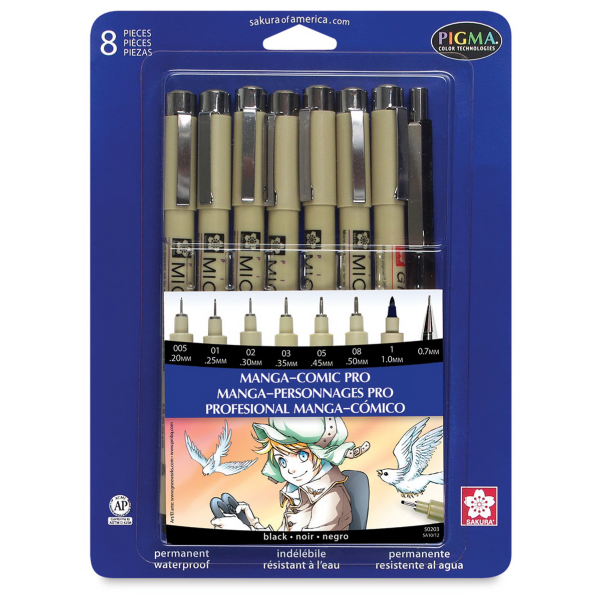 Sakura 50203 Manga Comic Pro Set - Sketching & Ink Set, Set of 8