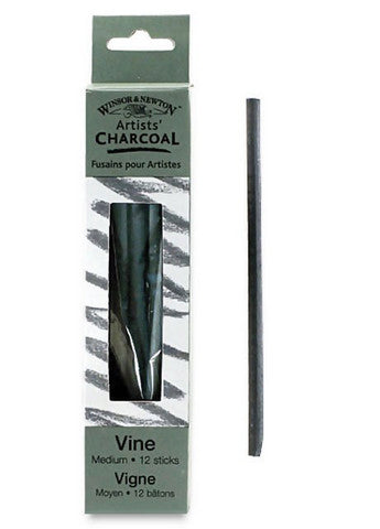 WINSOR & NEWTON ARTISTS VINE CHARCOAL MEDIUM 12 STICKS (#87181)