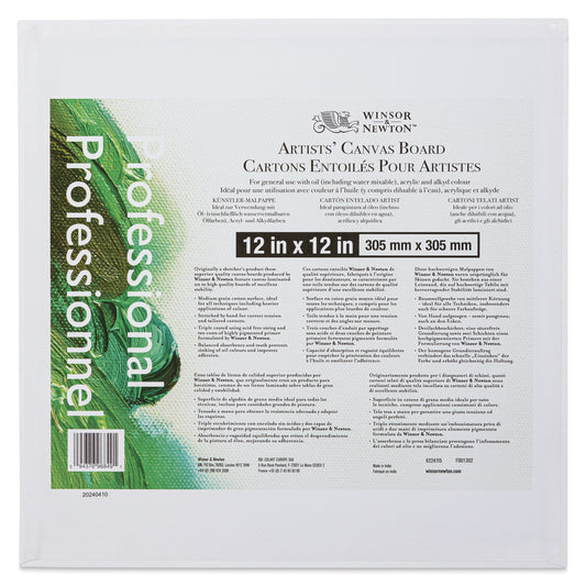 WINSOR & NEWTON ARTIST CANVAS PANELS/BOARDS 12X12