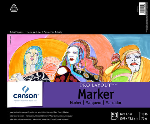 CANSON MARKER PRO LAYOUT TAPE BOUND PAD 50 SHEETS 14X17