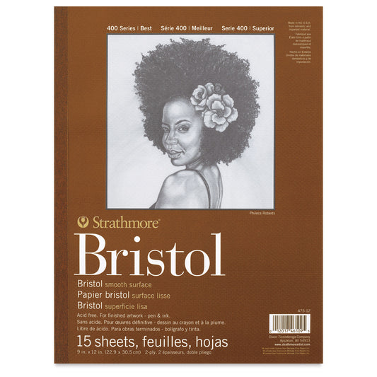 STRATHMORE 400 SERIES Bristol Pad - 9" x 12", 2 Ply, Smooth, 15 Sheets