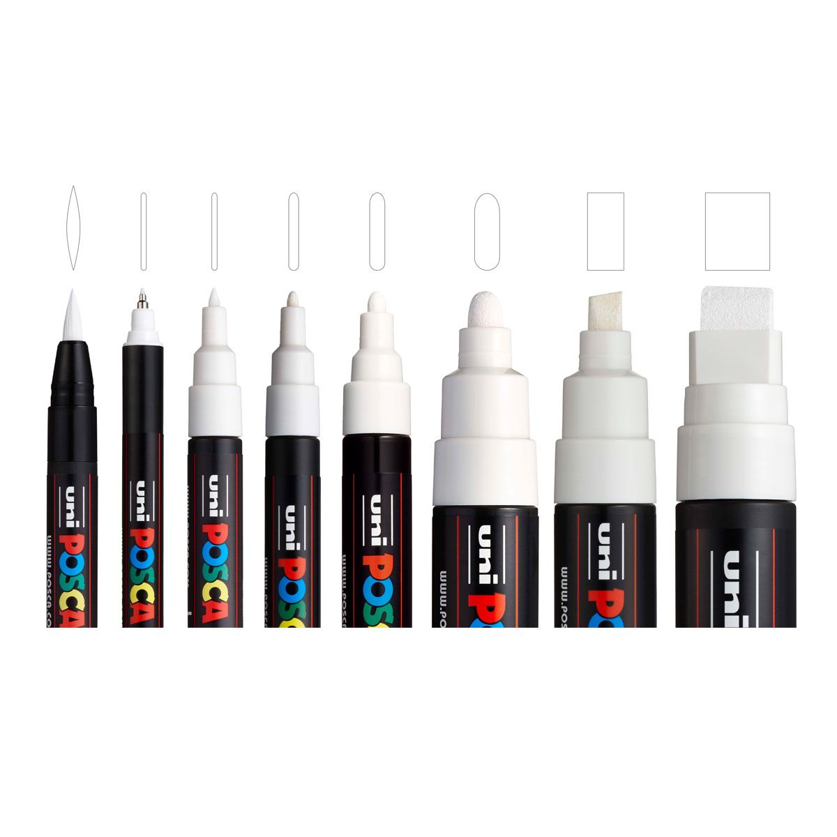 POSCA Paint Marker Sets - PC ALL SIZES SET/8 WHITE